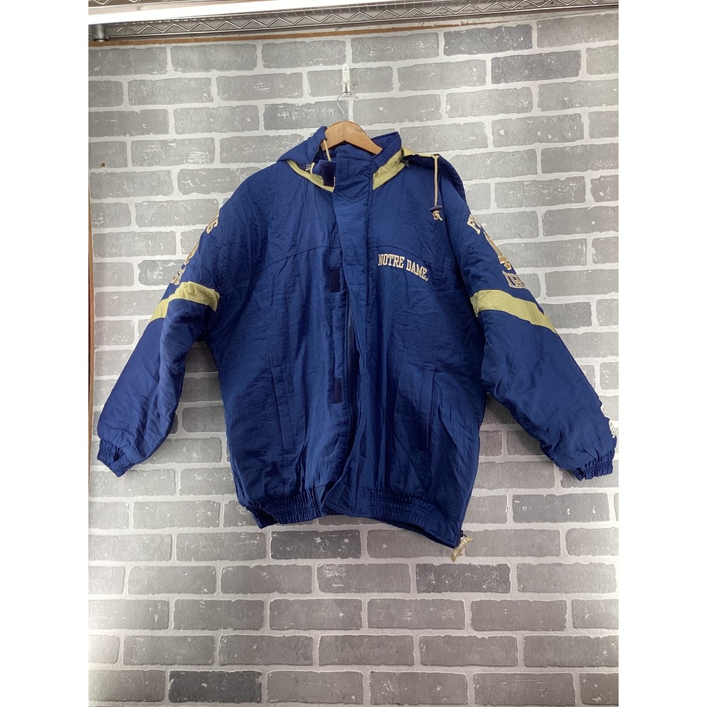 Vintage Starter Notre Dame Fighting Irish Puffer Jacket Navy Blue Gold Large